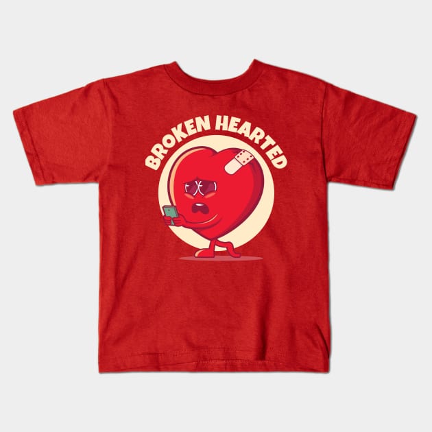 Broken hearted broken heart (on dark colors) Kids T-Shirt by Messy Nessie